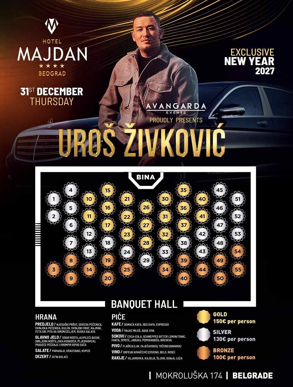 Mapa sedenja - Hotel Majdan Nova godina